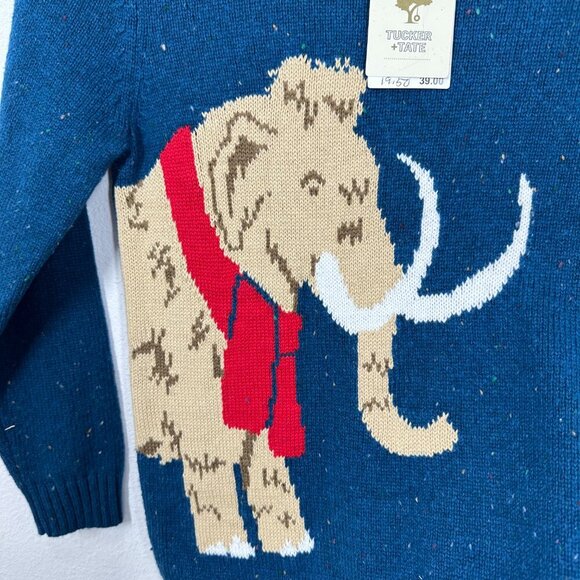 Tucker + Tate Dark Teal Blue Mammoth Holiday Winter Sweater Family Pictures NWT - Picture 4 of 7